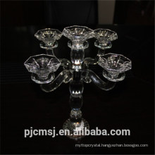 high quality wedding decoration crystal glass 5 arms candle holder